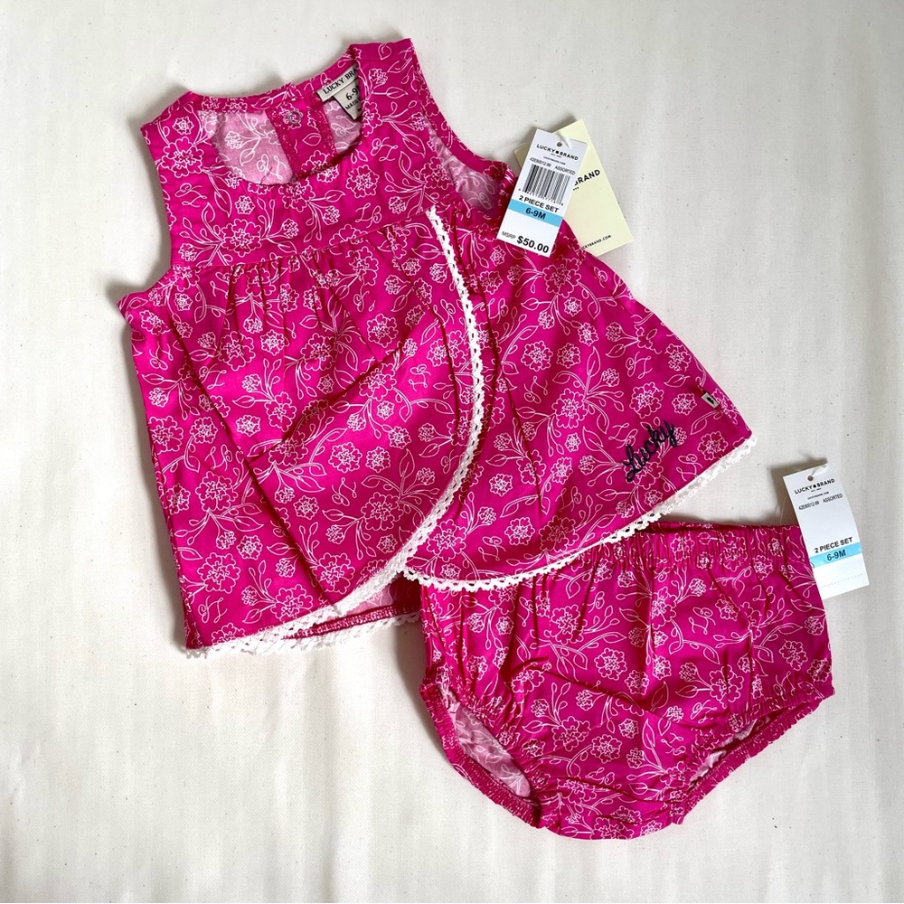 Lucky Brand Infant Baby Girl Dress & Short Set, 6-9 mos, NWT